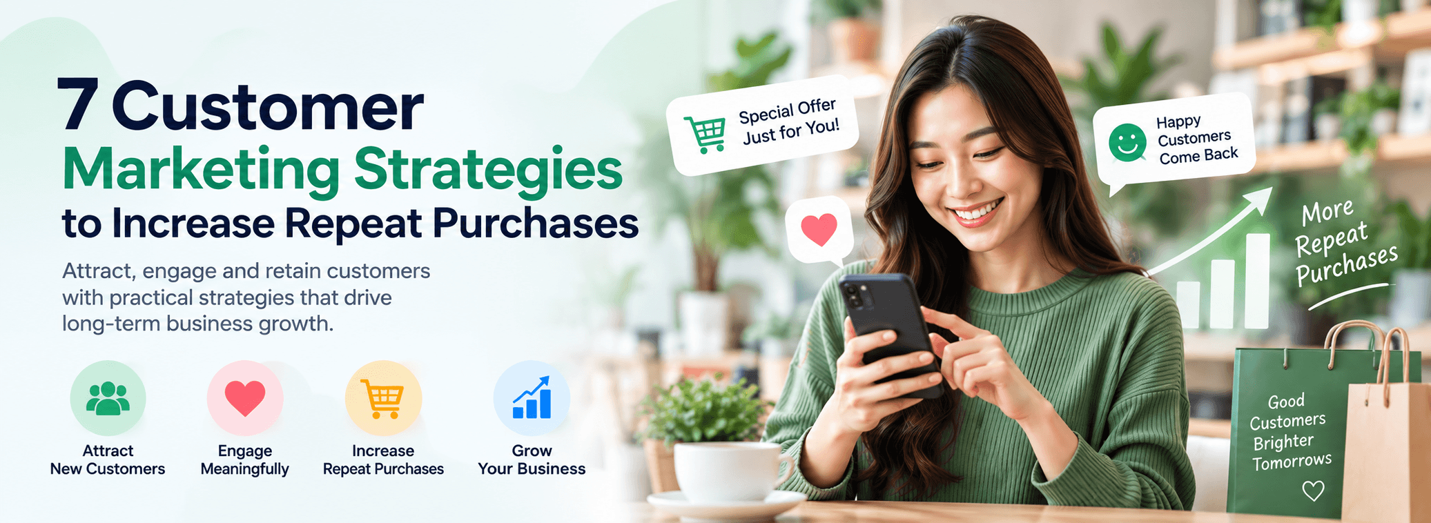 Discover practical customer marketing strategies to attract,
                        engage and retain customers while increasing repeat purchases
                        and customer value.